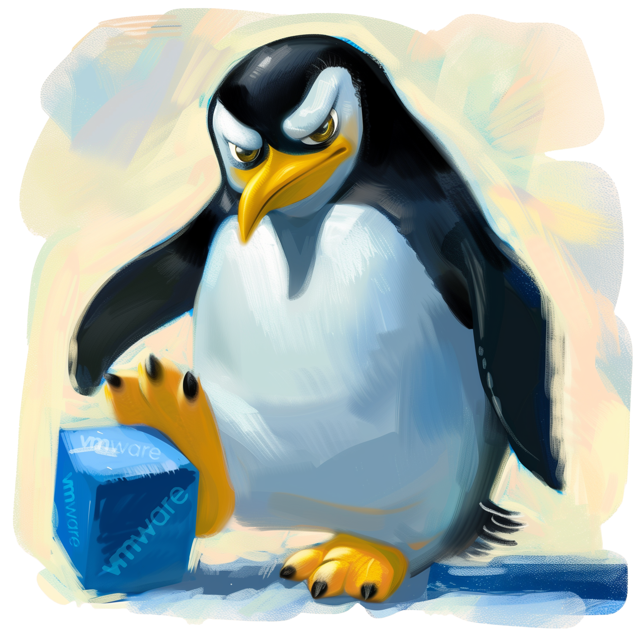 Linux Pinguin kickt VMware Würfel weg